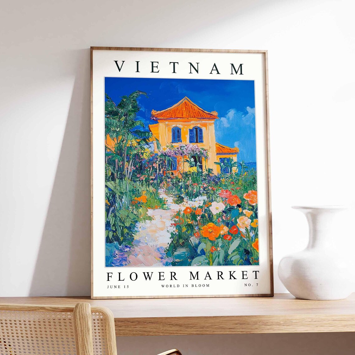 Vietnam Flower Market Golden Villa Poppy Garden Bloom Poster