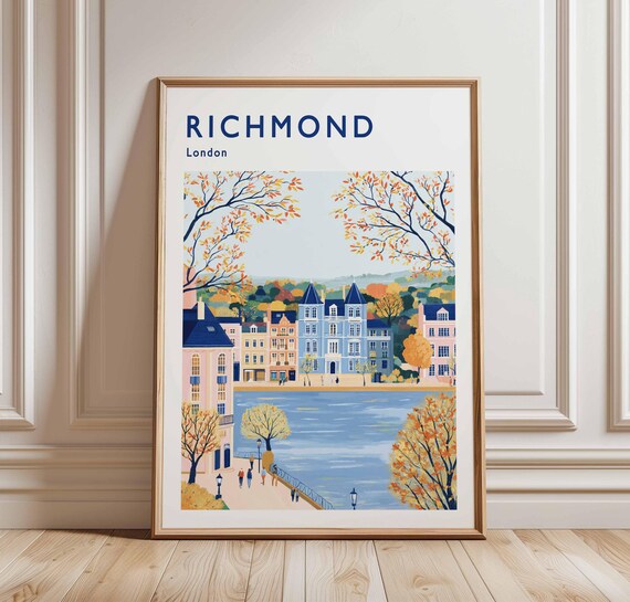 Richmond London Autumn Riverside Thames Fall Colors Travel Poster