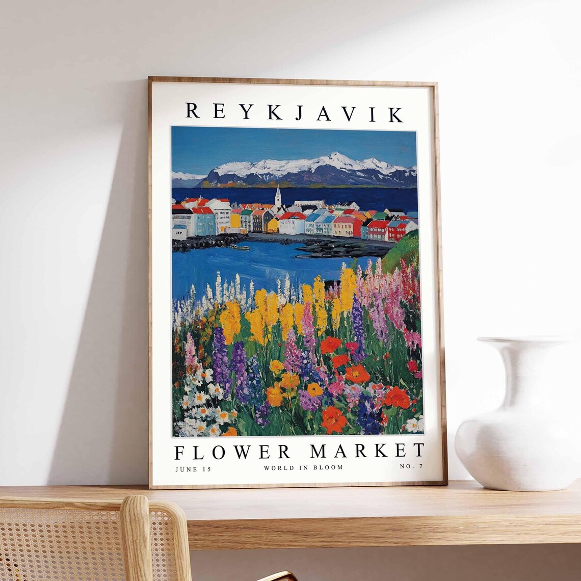 Reykjavik Iceland Flower Market Arctic Harbor Blooms Art Poster