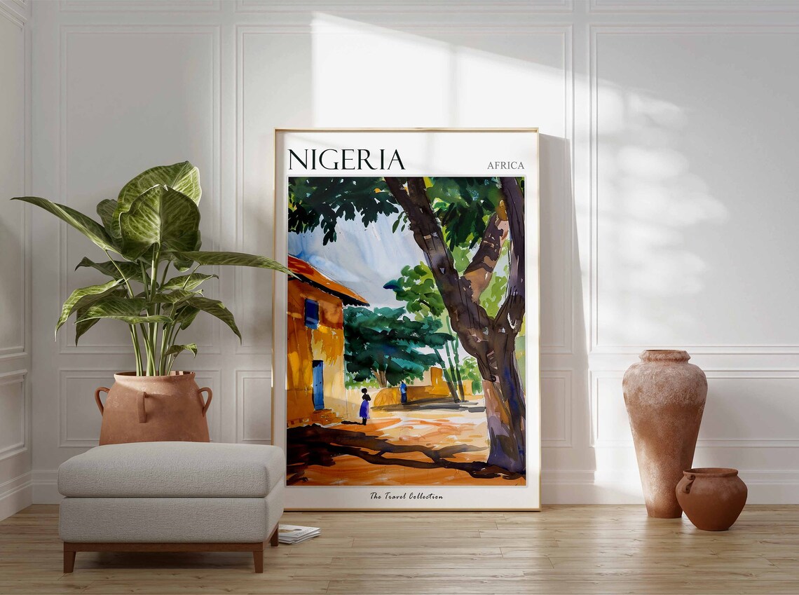 Nigeria Poster Nigeria Travel Print Nigerian Travel Poster African Decor Tropical Decor Botanical Art African Art Nigerian Gift - Image 2