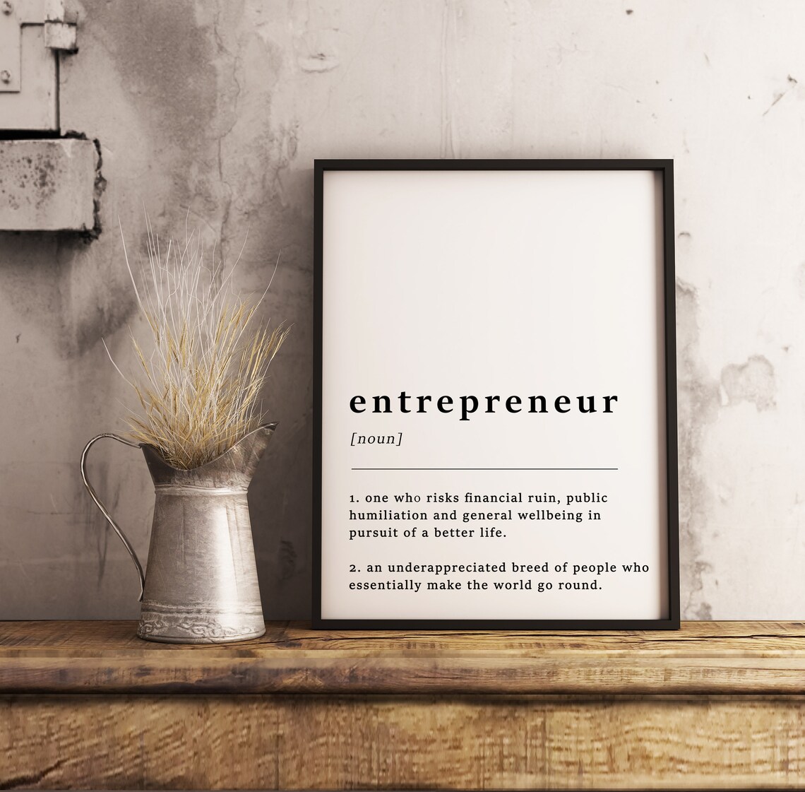 Entrepreneur Definition Quote Business Noun Dictionary Minimalist Wall Poster - Image 2