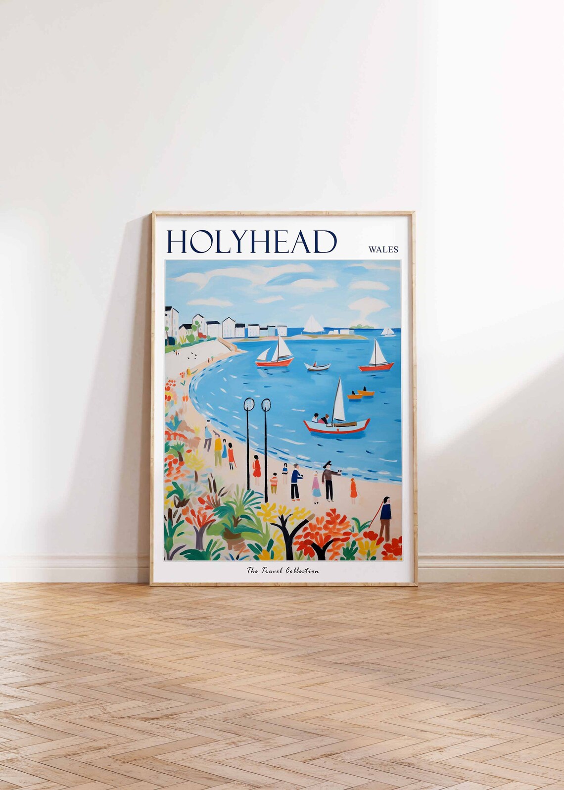 Holyhead Wales Sailboat Bay Colorful Flower Foreground Poster - Image 2