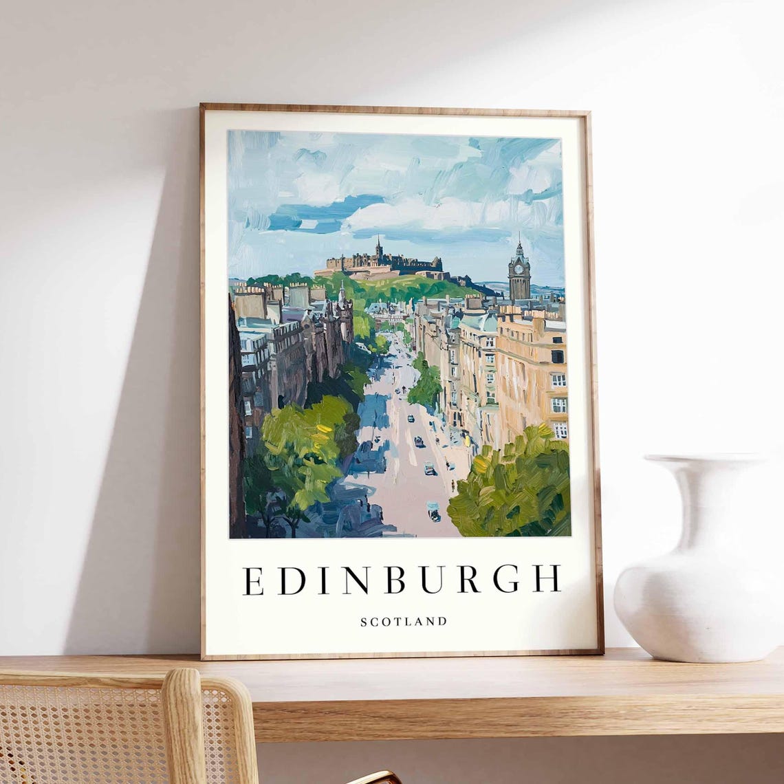Edinburgh Scotland Old Town Castle Street Painterly Travel Poster