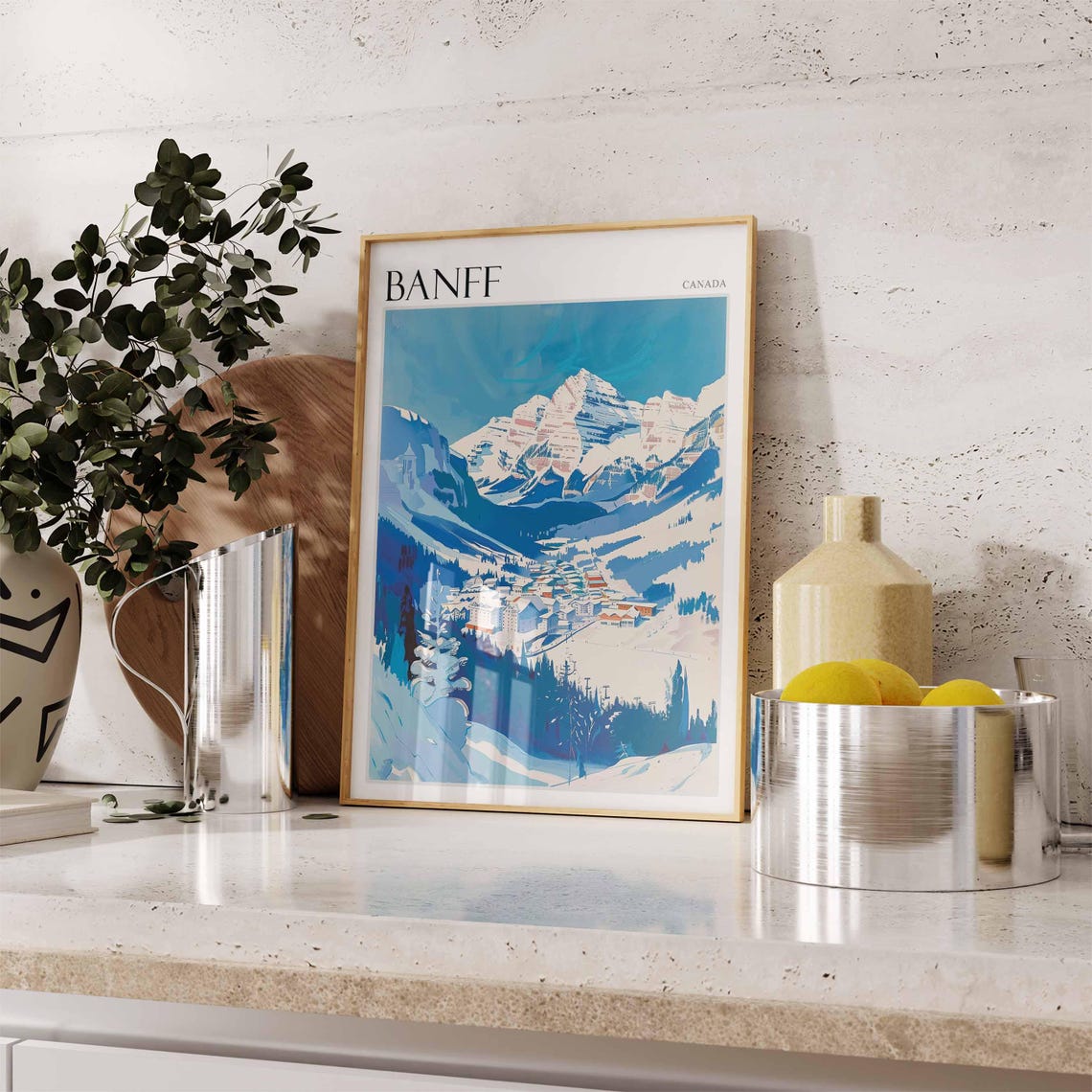 Skiing Travel Poster Skiing Art Banff Poster Canadian Rockies Wall Art Lake Louise Poster Mountain Poster Banff Travel Art Banff Art - Image 2