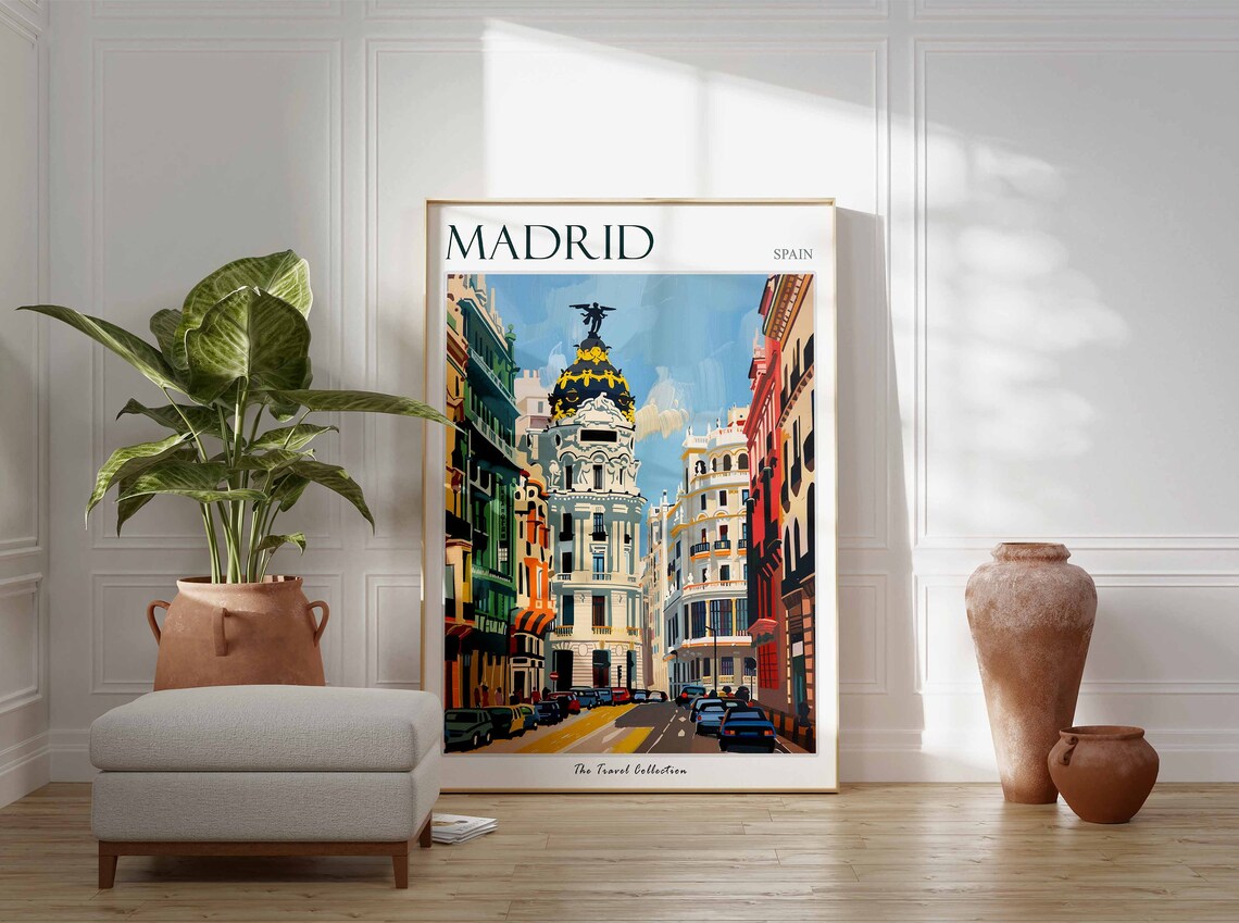 Madrid Spain Gran Via Metropolis Building Street Travel Poster - Image 3