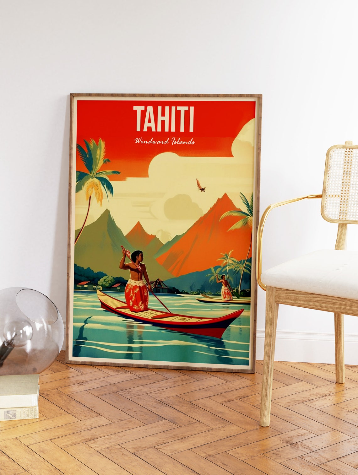 Tahiti Travel Print Tahiti Travel Poster Tropical Island Travel Wall Art Colourful Travel Art Vintage Travel Travel Gift A1a2a3a4 - Image 2