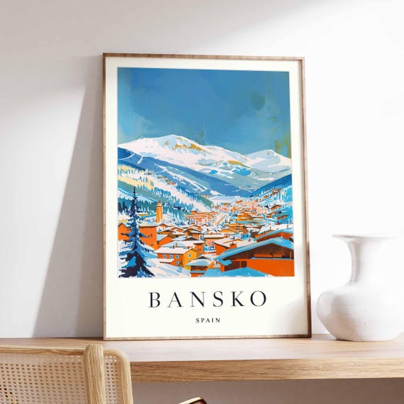 Bansko Bulgaria Poster Ski Resort Mountain Travel Print