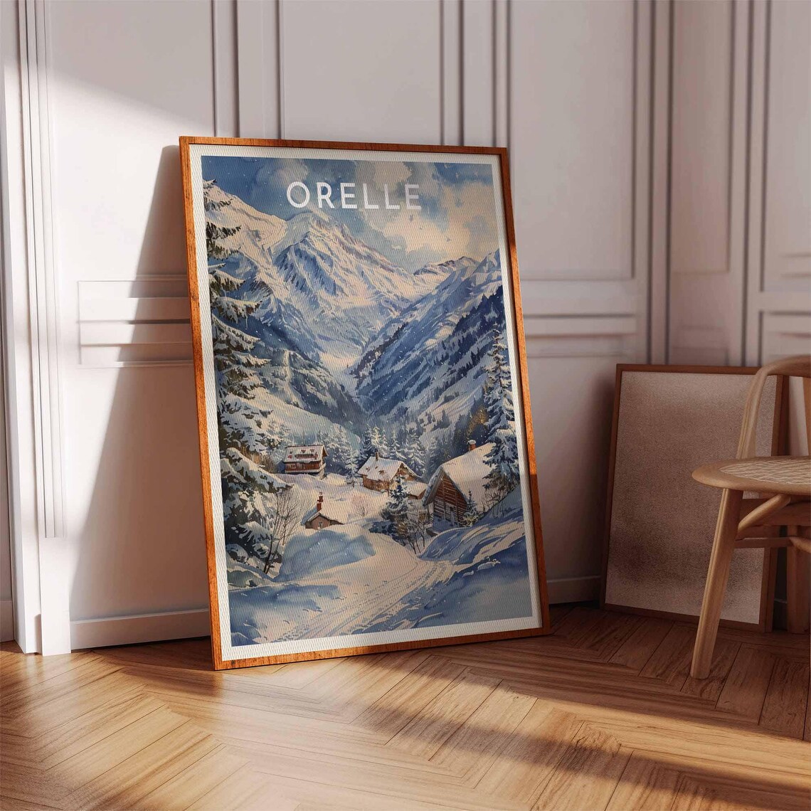 Skiing Travel Poster Orelle Ski Print France Travel Print Skiing Art Skiing Print Winter Sport Art Ski Gift - Image 3