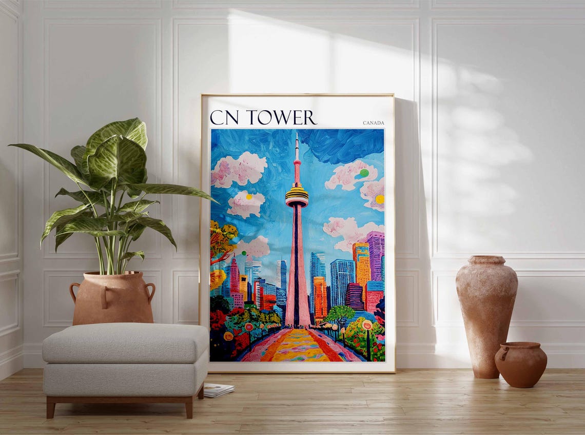 CN Tower Canada Toronto Pop Art Flower Garden Colorful Travel Poster - Image 2
