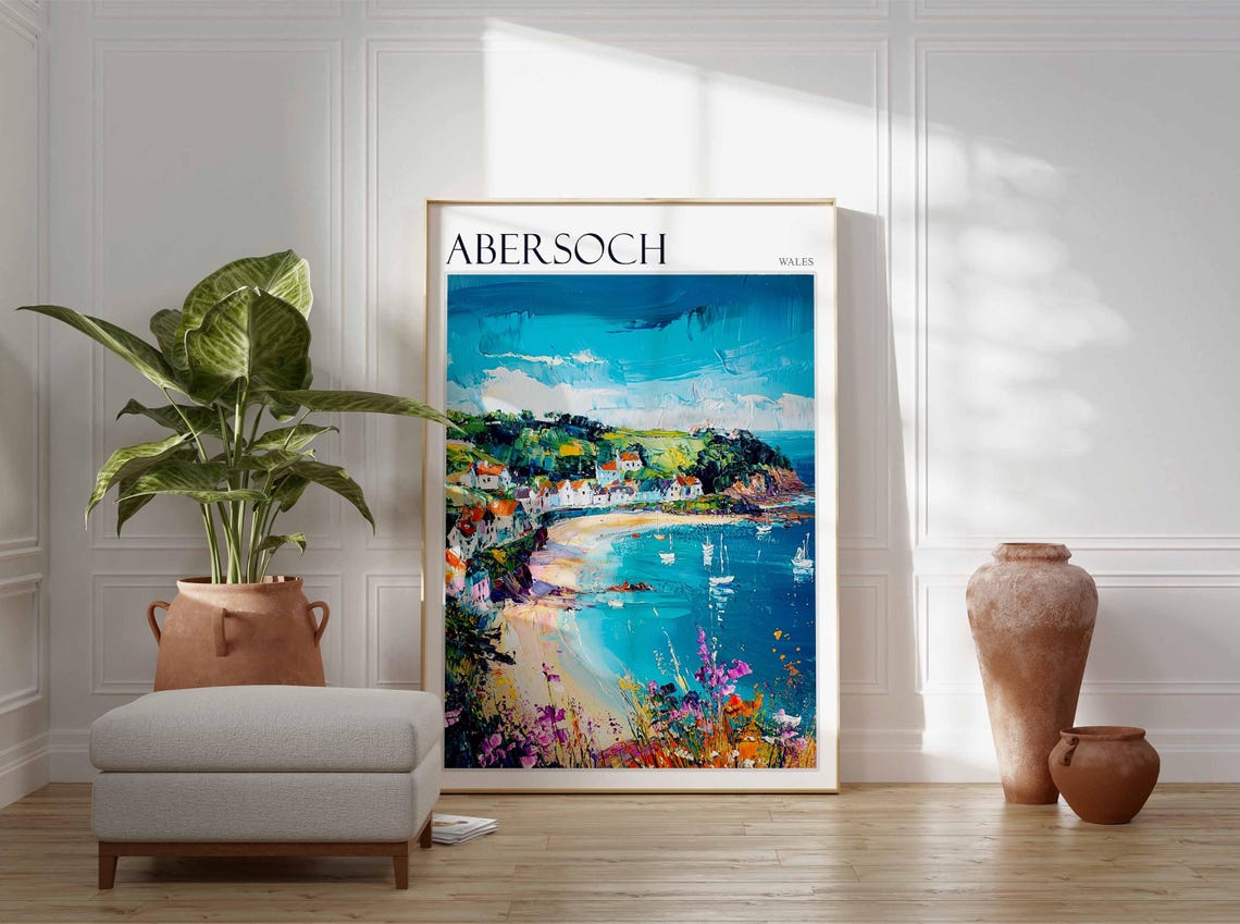 Abersoch Poster Wales Travel Poster Coastal Wall Art Uk Travel Poster Welsh Decor North Wales Poster Welsh Coast Poster Abersoch Art - Image 3