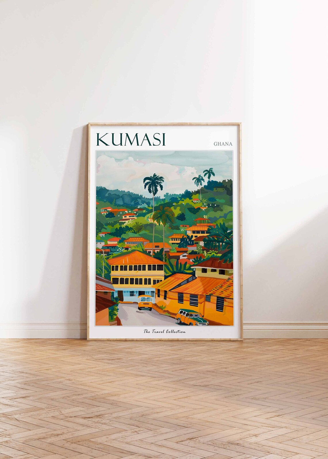 Kumasi Ghana Tropical Hillside Town Palms Yellow Taxis Poster - Image 2