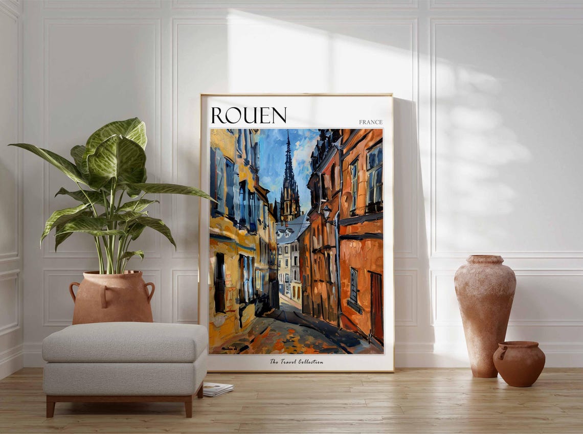Rouen Poster France Travel Print French Decor Europe Travel Poster European Wall Art City Print Rouen Gift Rouen Travel Poster - Image 3
