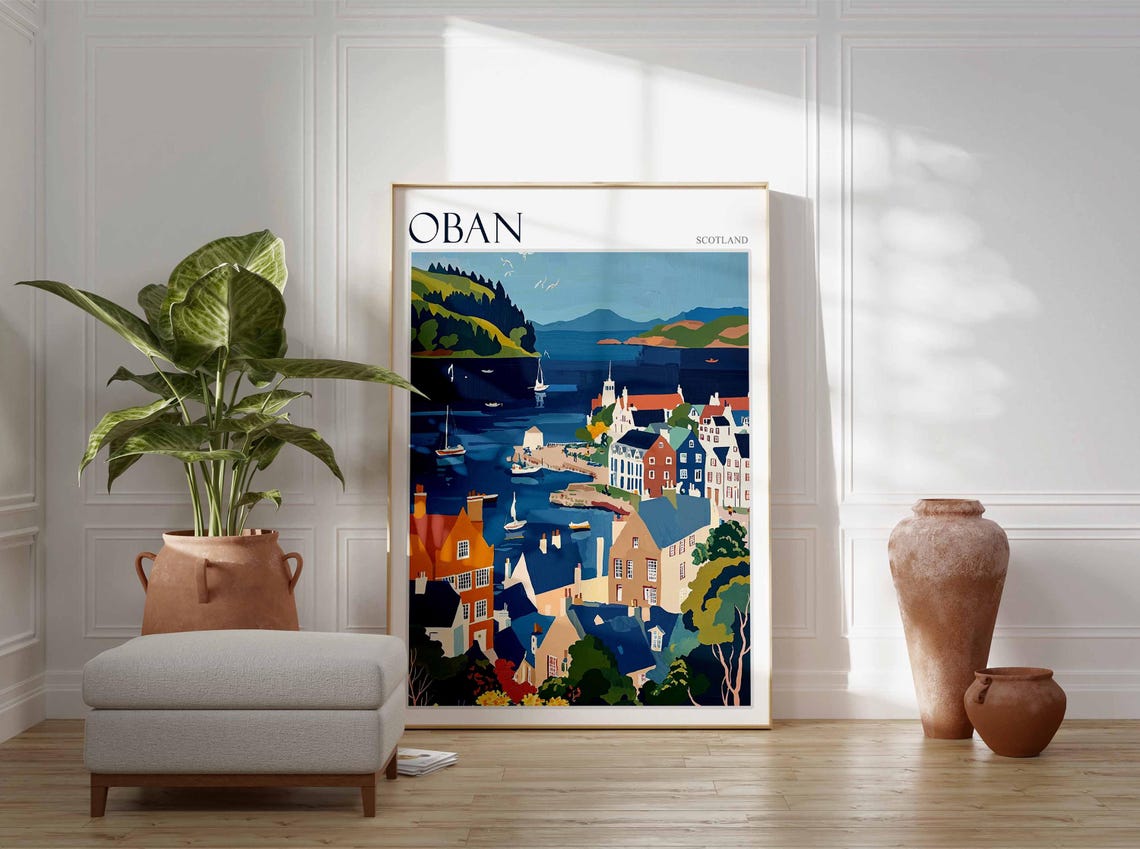 Oban Scotland Bay Sailboats Hillside Town Vintage Travel Poster - Image 4
