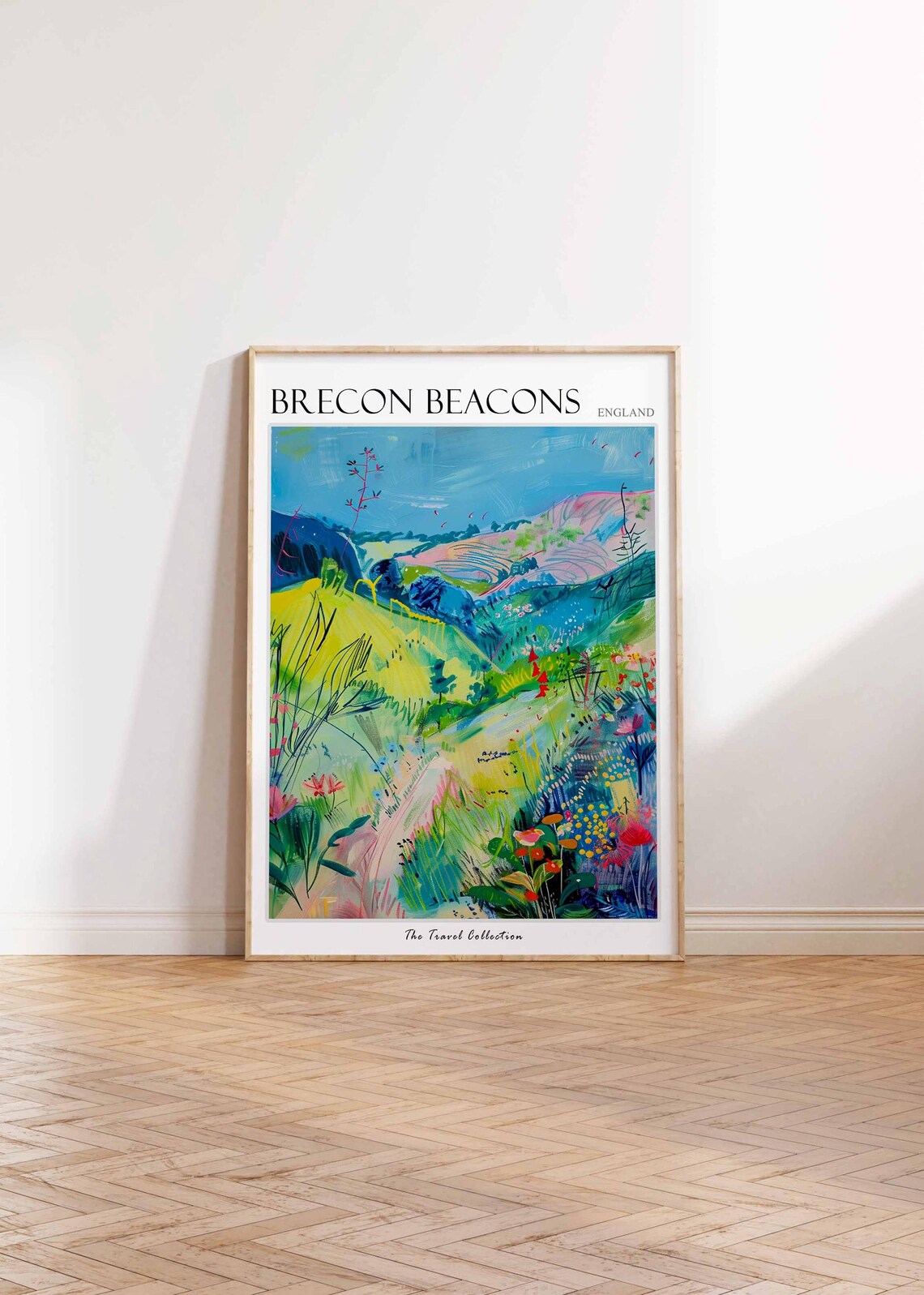 Brecon Beacons Hillside Wildflower Trail Watercolor Travel Poster - Image 2