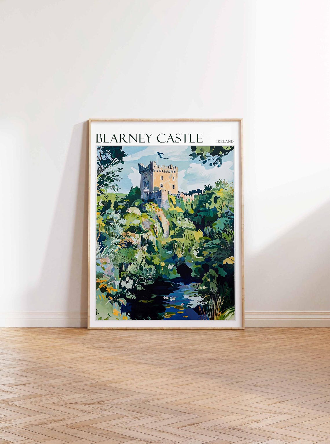 Blarney Castle Ireland Stone Keep by a Quiet Stream Scene Poster - Image 3