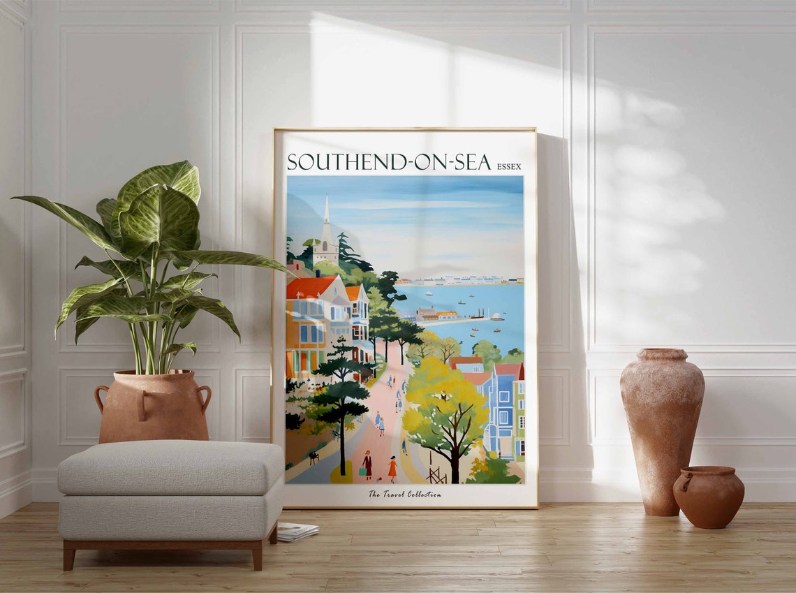 Southend On Sea Poster Southend On Sea Travel Print Essex Travel Poster British Decor Tropical Decor Southend On Sea Travel Poster - Image 3