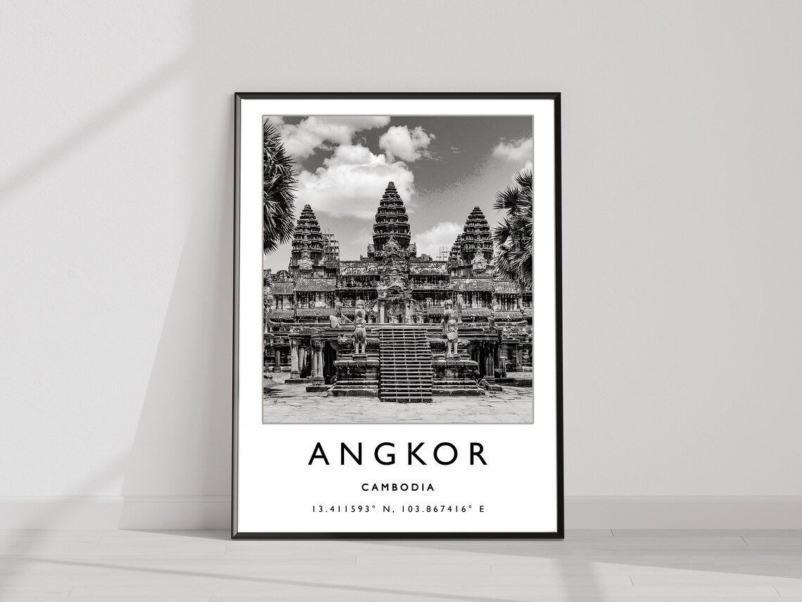 Angkor Cambodia Travel Poster, Black And White - Image 3