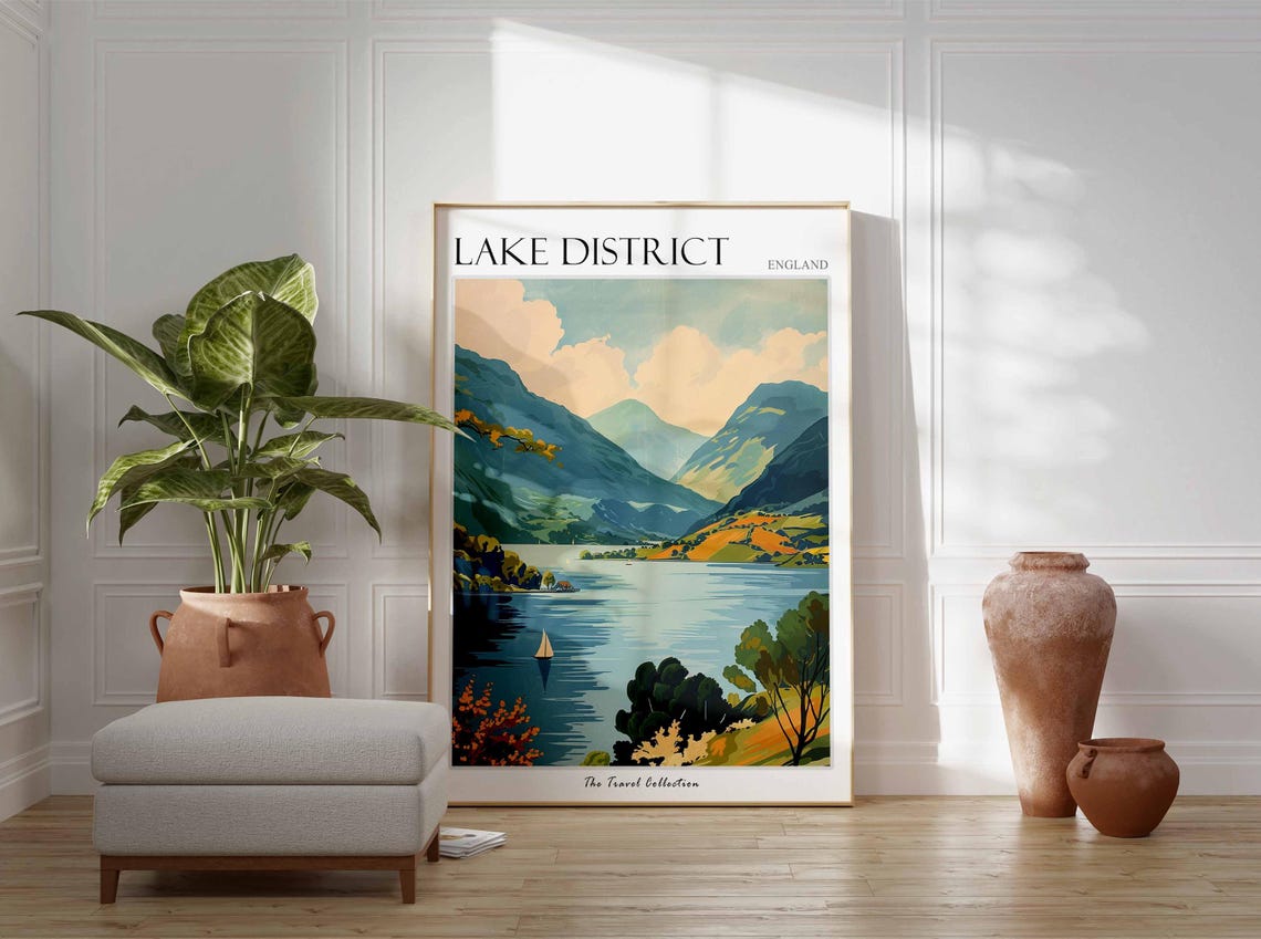 Lake Of Distict Poster Mountain Poster England Poster Lake District National Park Hiking Poster Cumbria Poster English Countryside - Image 2