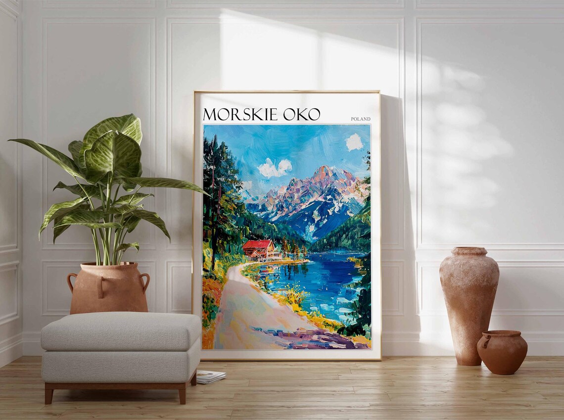 Morskie Oko Poland Lake Shelter and Pine Trail Travel Poster - Image 3