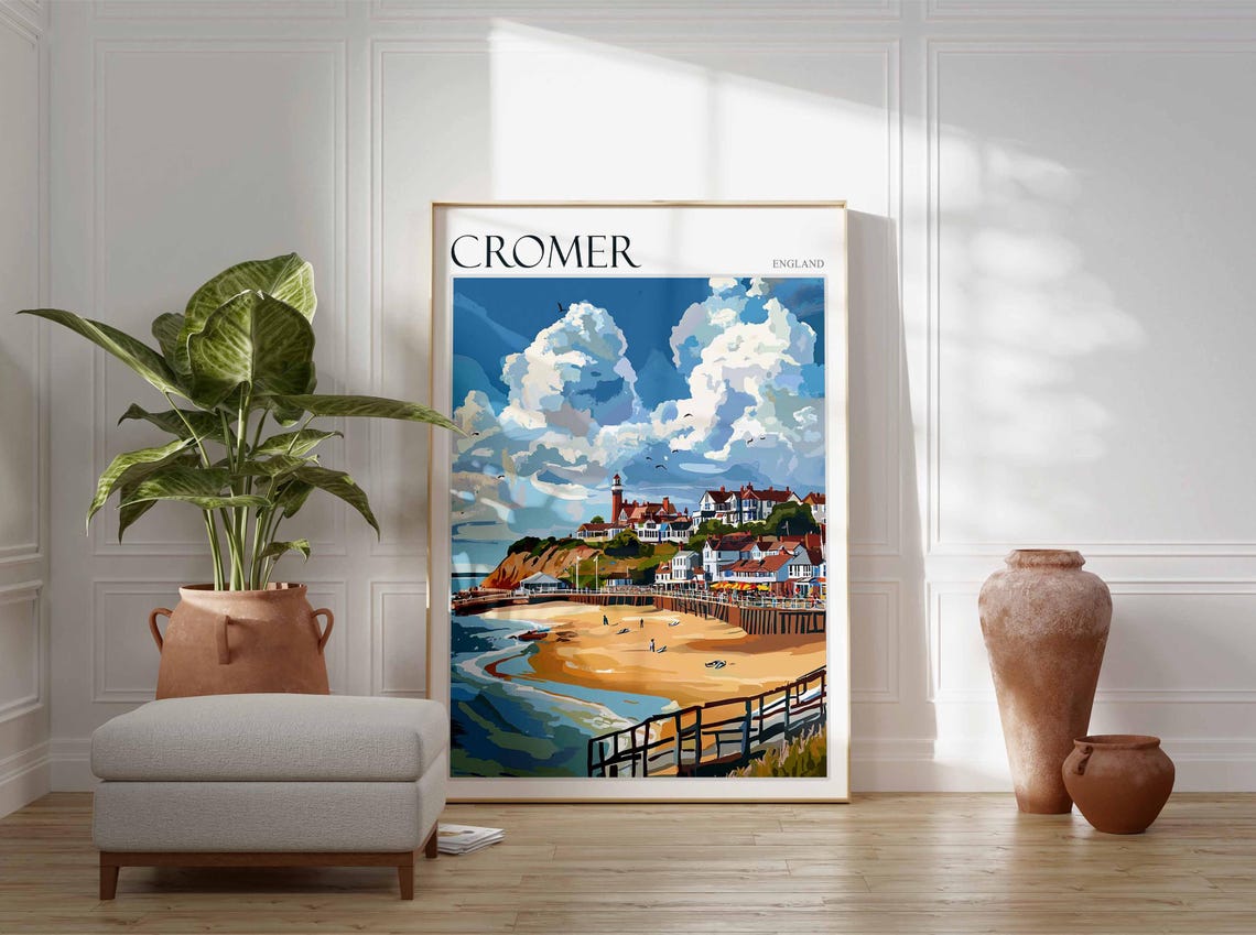Cromer England Wooden Pier and Lighthouse Sandy Beach Poster - Image 3