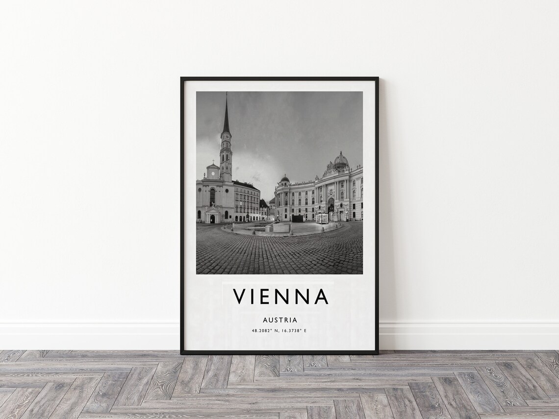 Vienna Travel Poster, Austria Black and White Art Print - Image 3