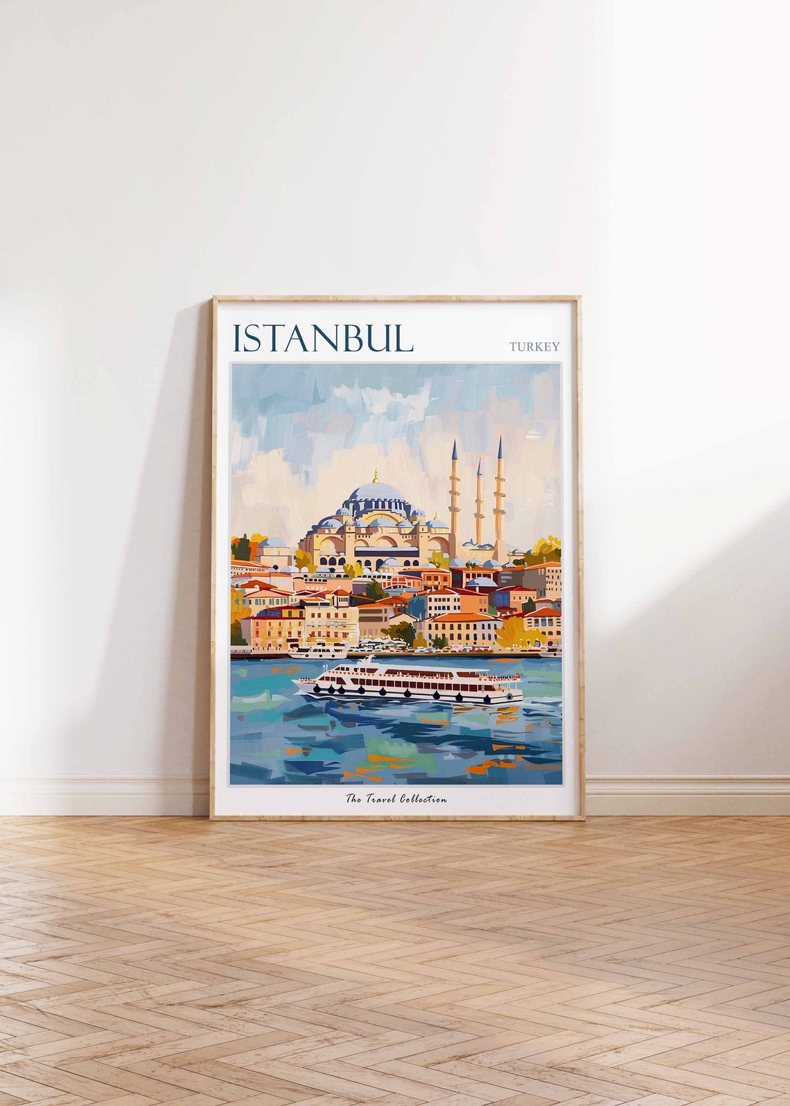 Istanbul Turkey Mosque Ferry Bosphorus Illustrated Travel Poster - Image 2