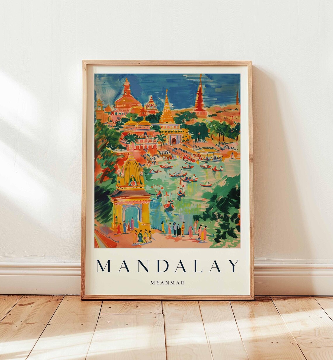 Mandalay Myanmar Golden Temples River Boats Festival Art Poster