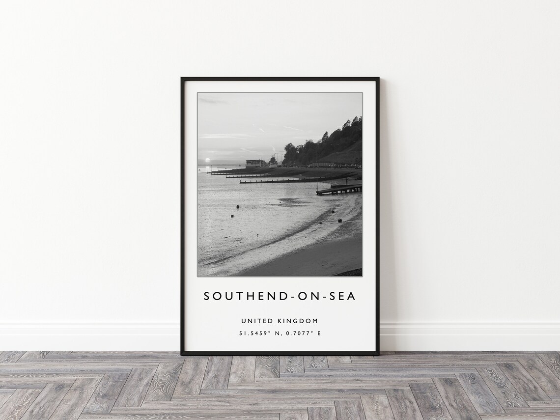 Southend on Sea Black and White Seaside Photo United Kingdom Travel Poster - Image 2