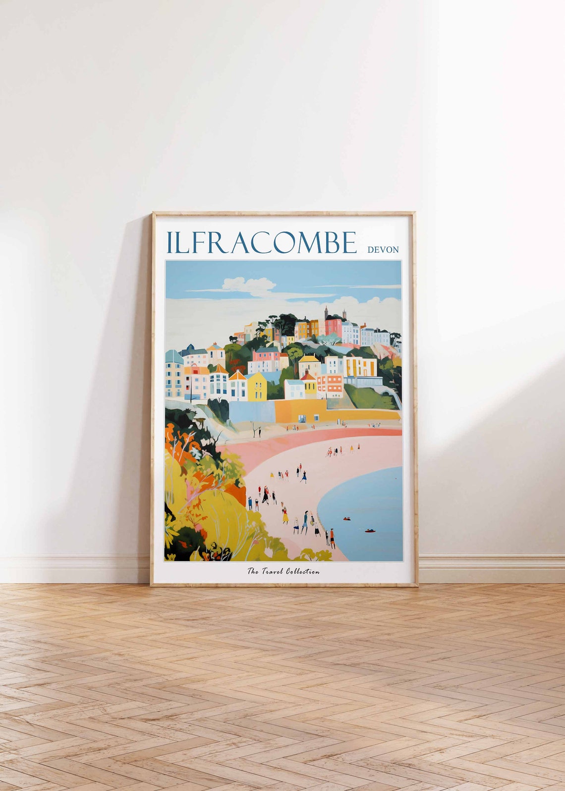 Ilfracombe Devon Colorful Waterfront Beach Promenade Scene Poster - Image 2
