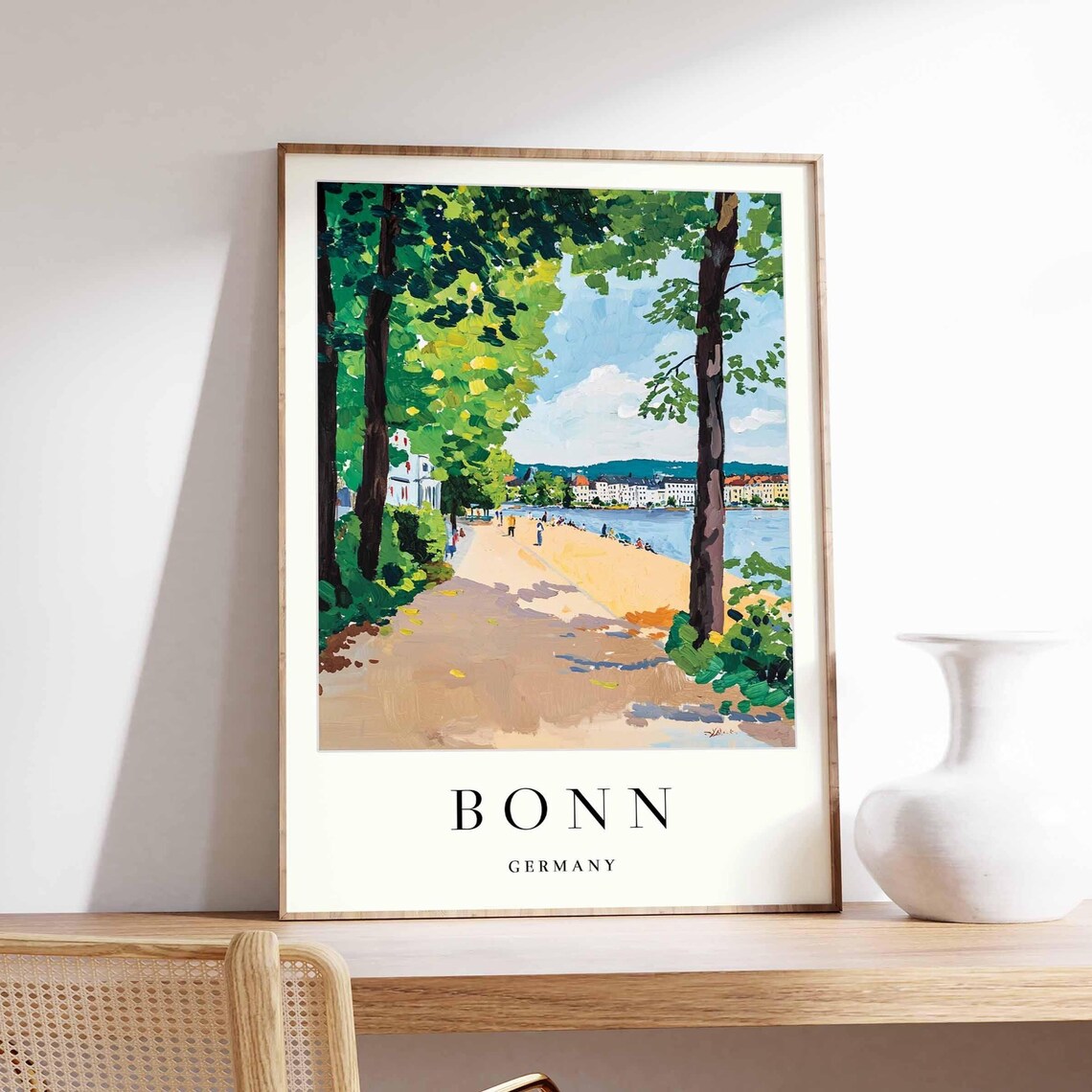 Bonn Germany Travel Poster, Rhine River City