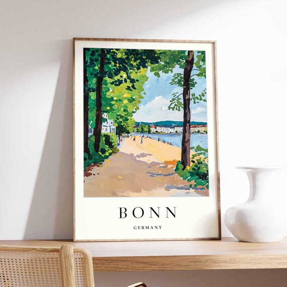 Bonn Germany Travel Poster, Rhine River City