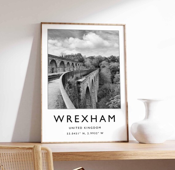 Wrexham United Kingdom Stone Viaduct Black White Photo Print