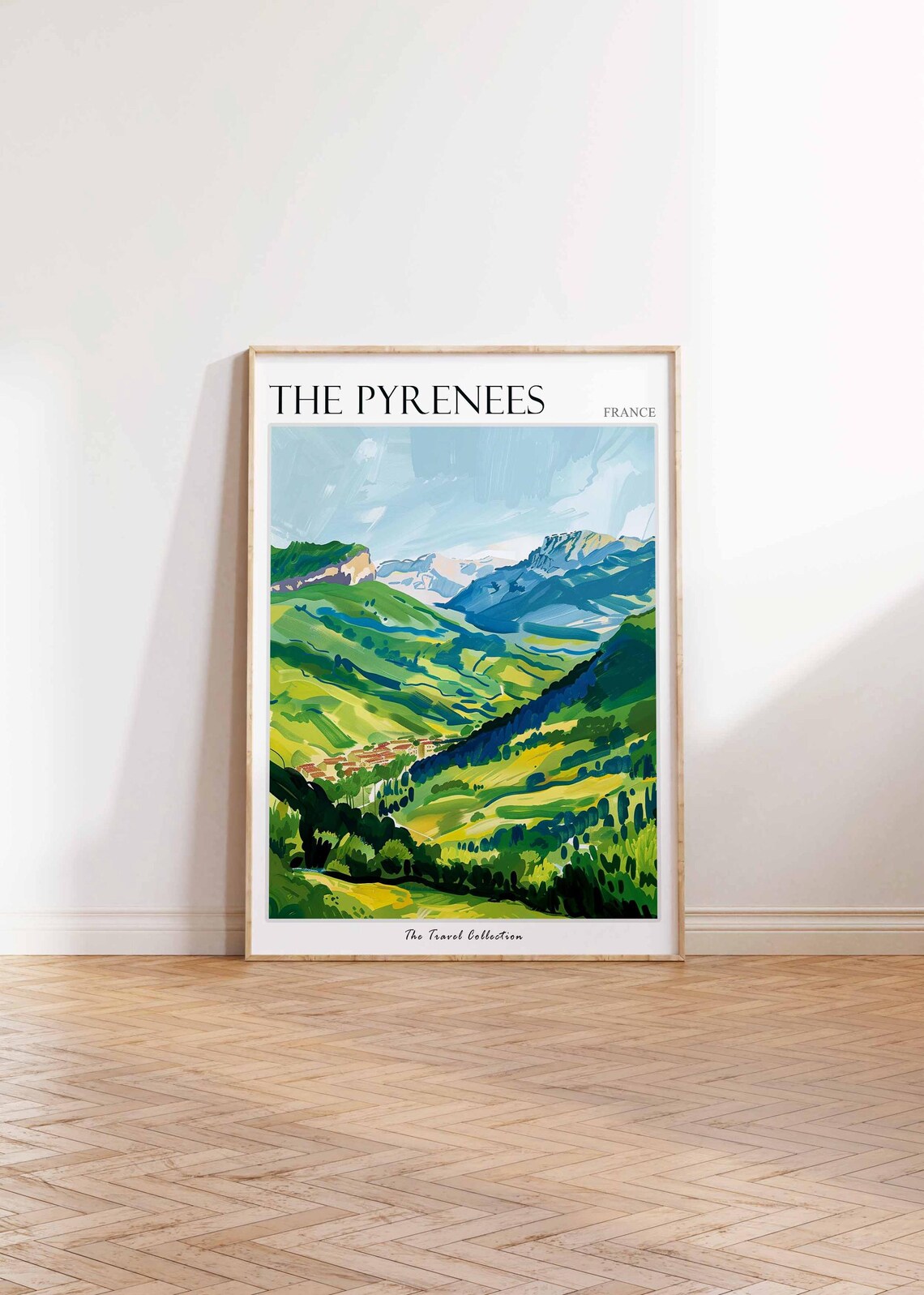 The Pyrenees France Green Rolling Valleys Painting Travel Poster - Image 2