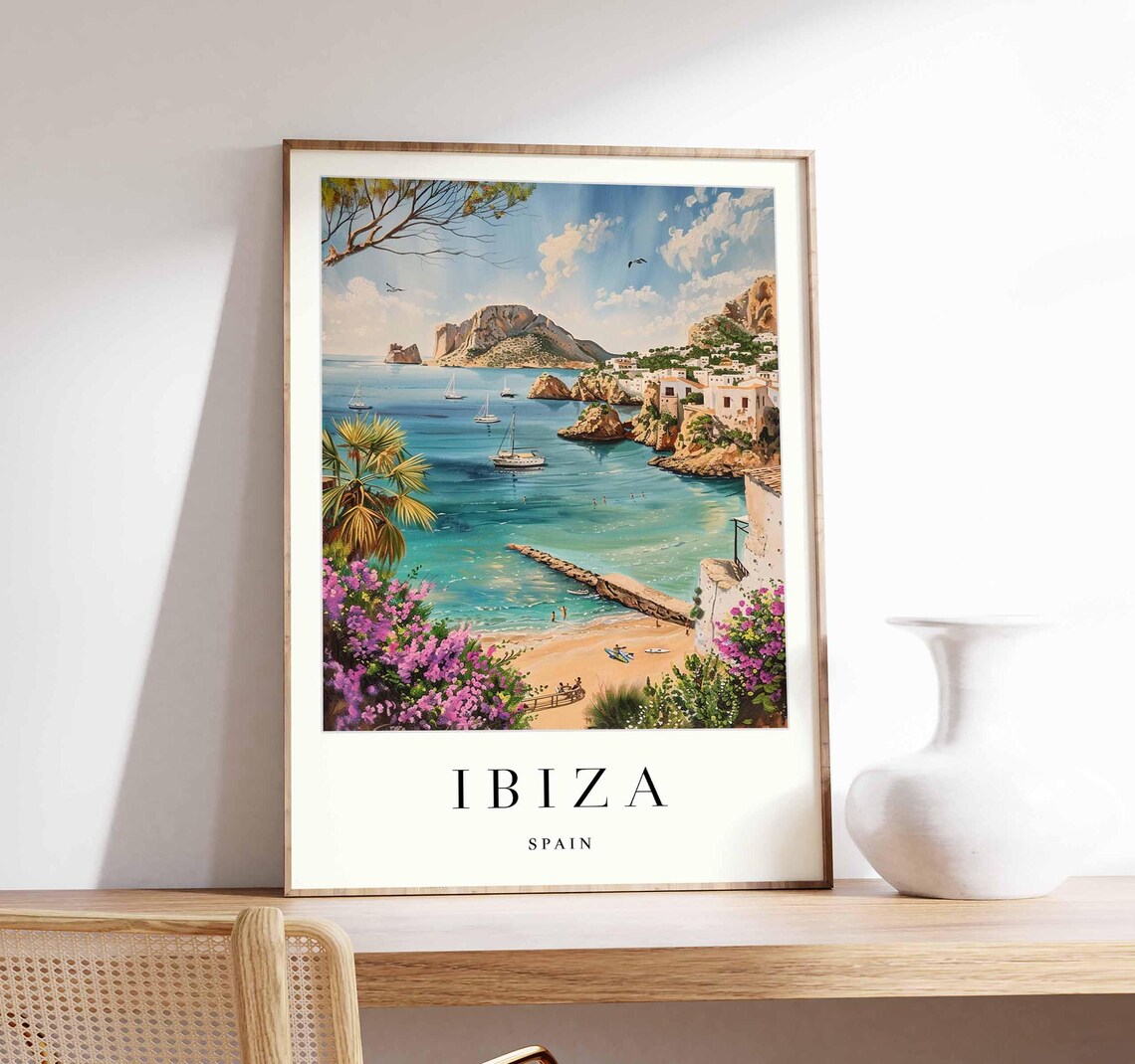 Ibiza Travel Poster, Spain Wall Art Print