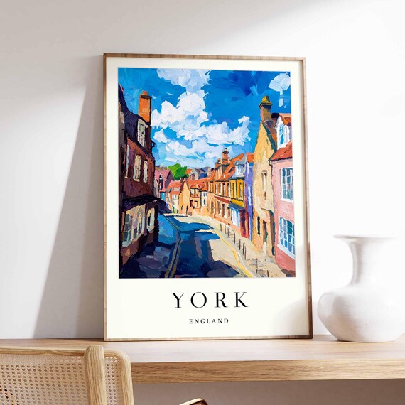 York England Historic Shambles Street Impasto Painted Sky Poster