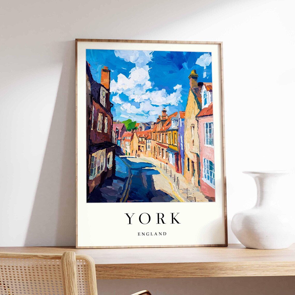 York England Historic Shambles Street Impasto Painted Sky Poster