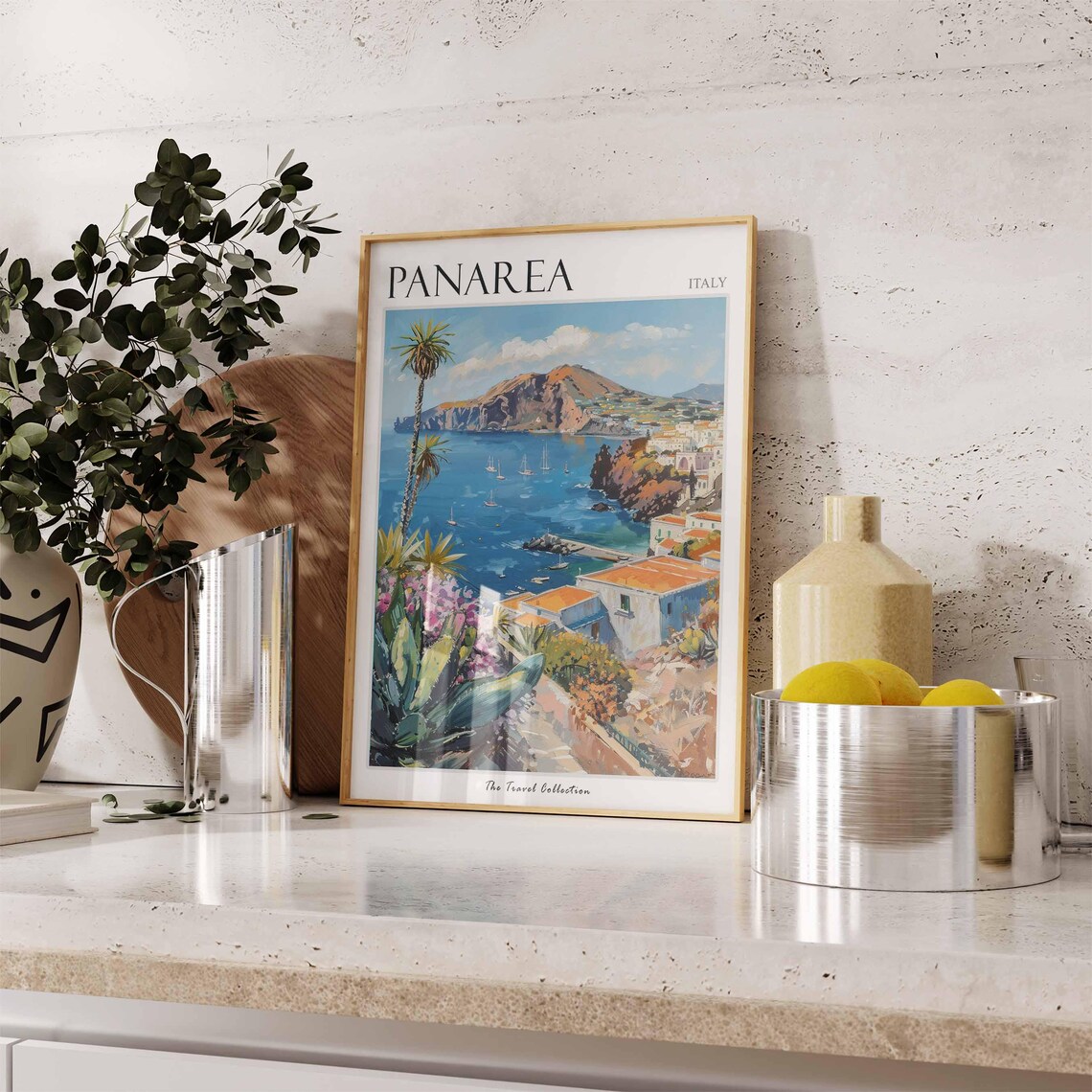 Panarea Italy Colorful Aeolian Island Harbor Painting Travel Poster - Image 3
