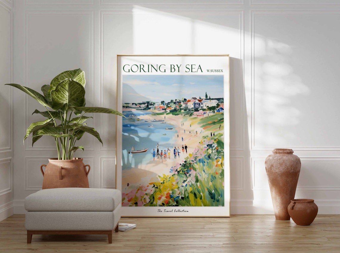Goring By Sea Poster Goring By Sea Travel Print West Sussex Travel Poster British Decor Tropical Decor Sea Print Goring By Sea Gift - Image 3
