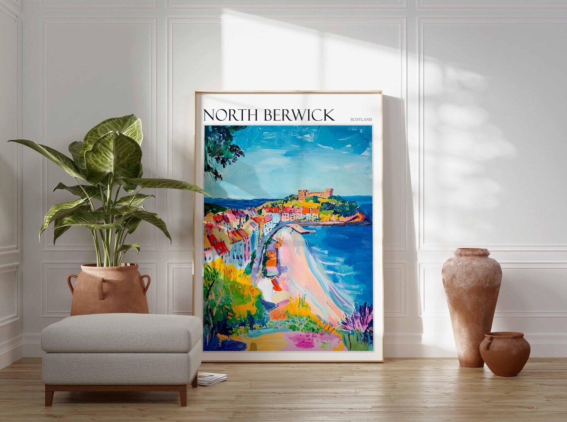 North Berwick Scotland Beach Town Hill Castle Vintage Travel Poster - Image 4