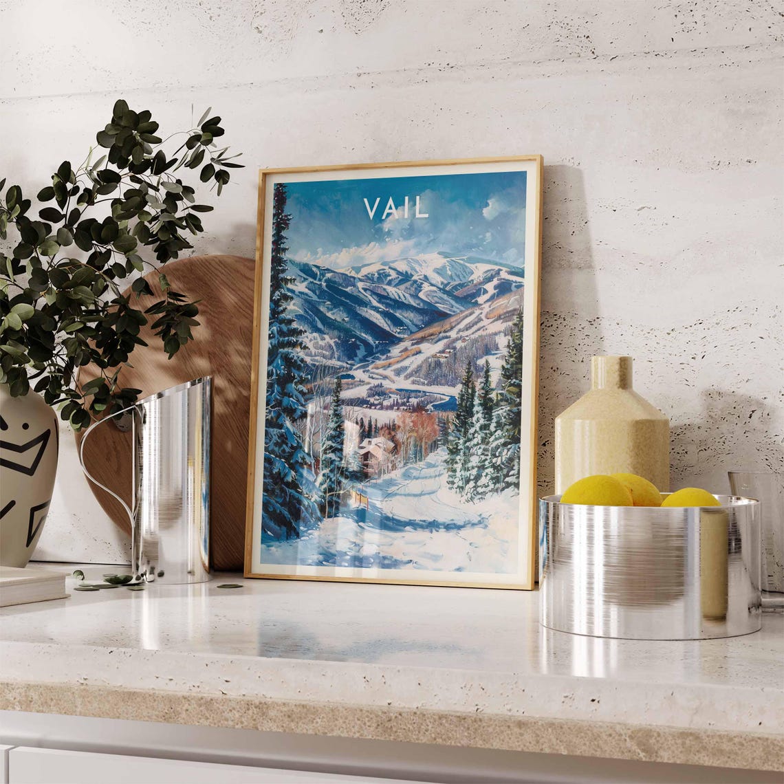 Vail Colorado Pine Forest Ski Run Cabin Mountain Panorama Poster - Image 2