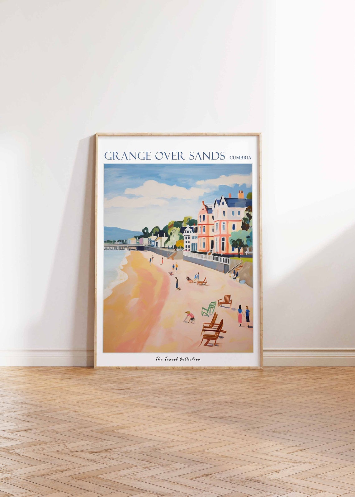 Grange Over Sands Cumbria Golden Beach Deckchairs Seafront Poster - Image 2