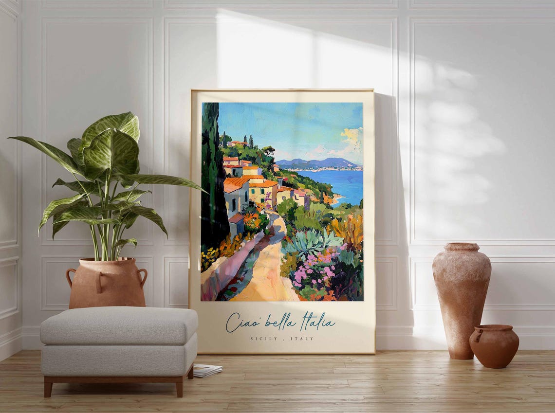 Sicily Poster Italian Travel Print Sicily Travel Art Sicily Wall Art Italy Art Italy Travel Decor Italian Travel Gift - Image 3