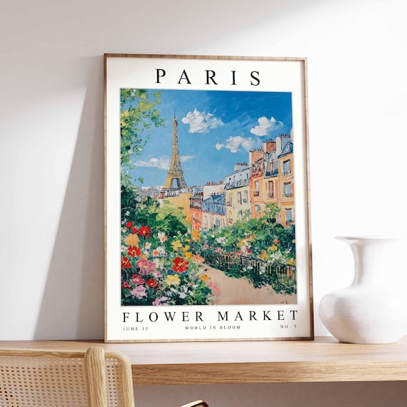 Paris Eiffel Tower Rooftop Panorama Flower Garden Path View Poster