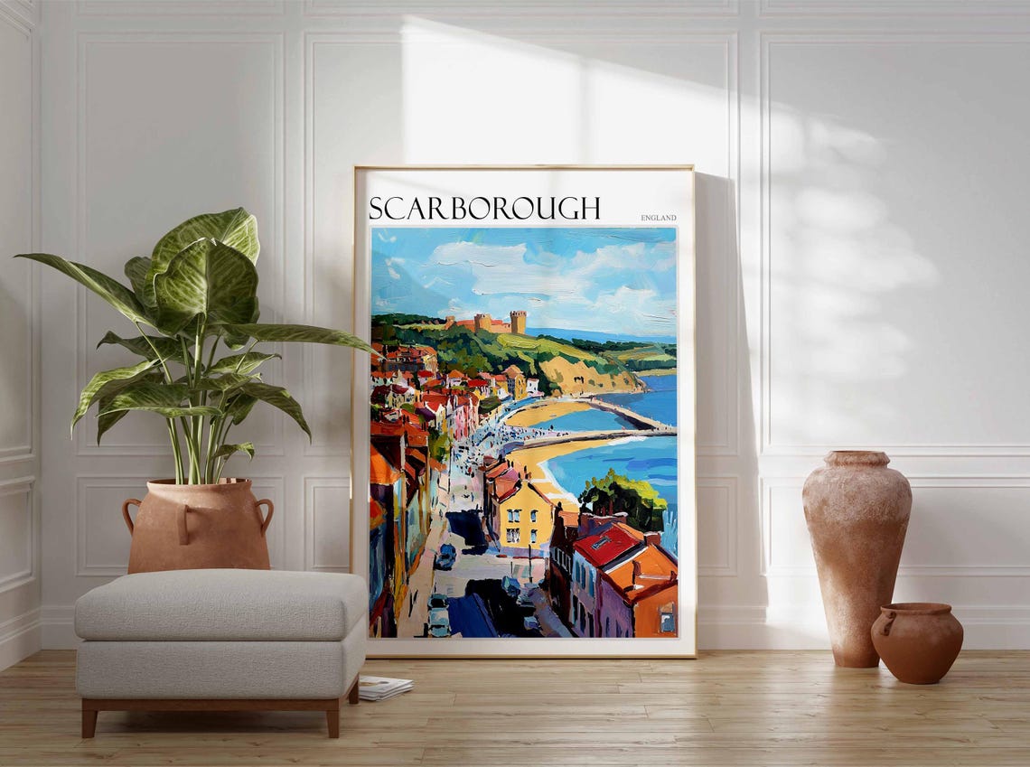 Scarborough Poster Uk Travel Poster Coastal Wall Art British Decor Uk Home Decor Scarborough Travel Decor Scarborough Wall Art Uk Art - Image 2