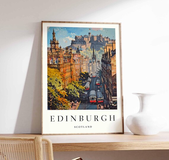 Edinburgh Scotland Castle Princes Street Tram Cityscape Poster