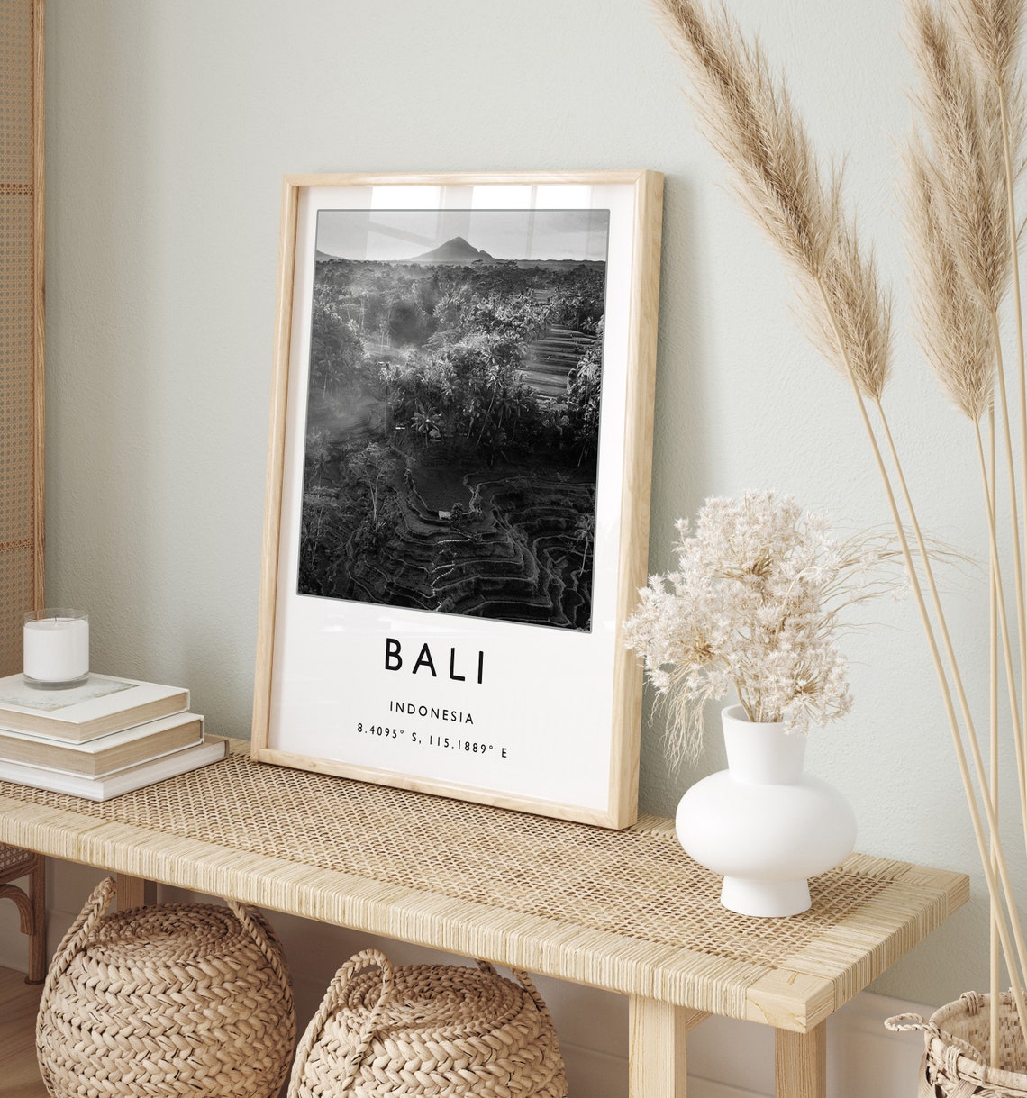 Bali Travel Print Bali Travel Poster Indonesia Travel Print Asian Travel Art Black And White Travel Gift - Image 2