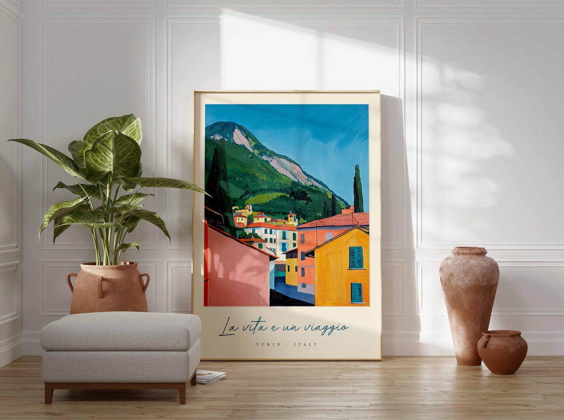 Turin Poster Italian Travel Print Turin Travel Art Turin Wall Art Italy Art Italy Travel Decor Italian Travel Gift - Image 3