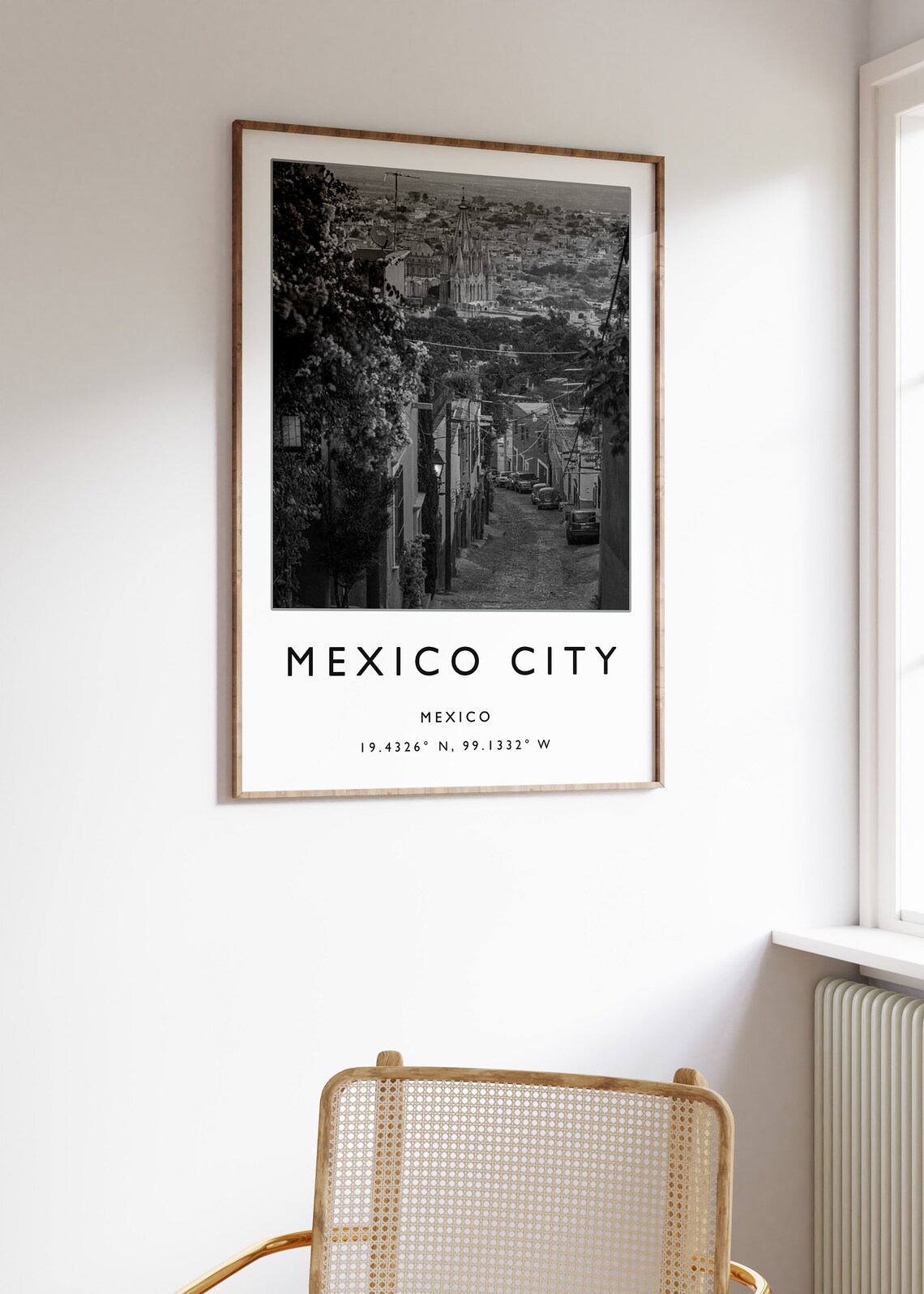 Mexico City Black White Street Photo Vintage Coordinates Print - Image 3