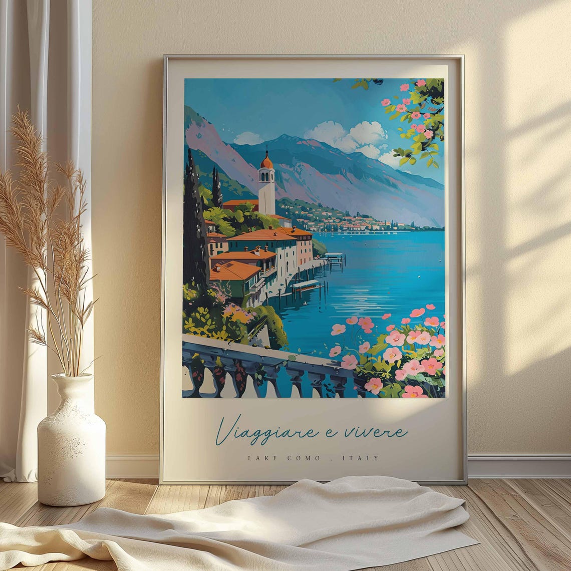 Lake Como Poster Italian Travel Print Lake Como Travel Art Lake Como Wall Art Italy Art Italy Travel Decor Italian Travel Gift - Image 2