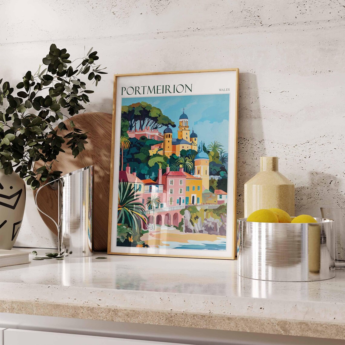 Portmeirion Travel Poster, Wales Coastal Wall Art - Image 2